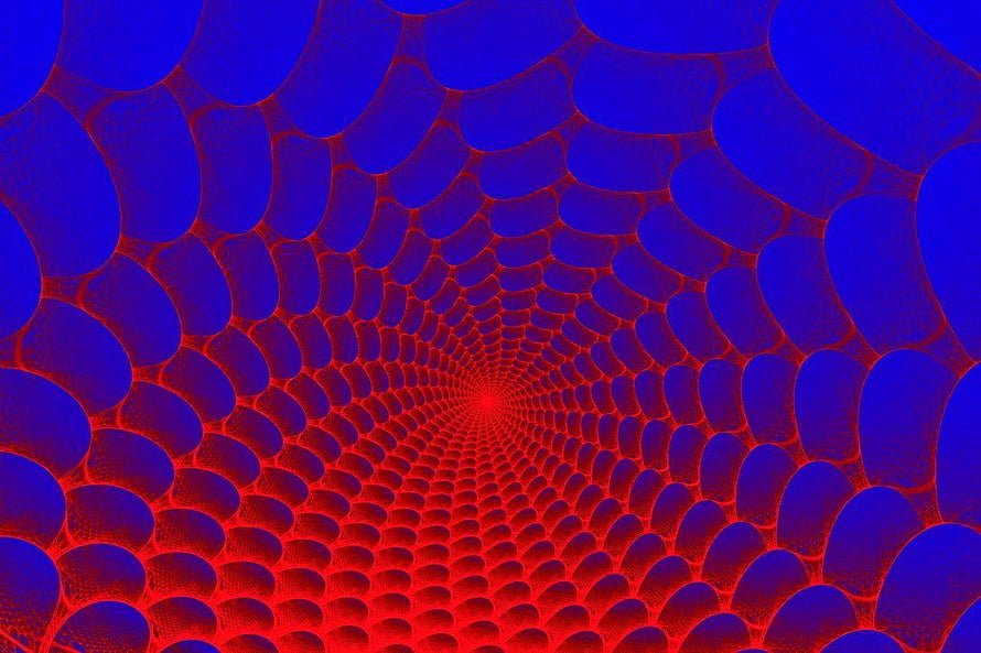 Spider-Man Web Pattern Abstract Blue and Red Geometric Tunnel Design HD wallpaper