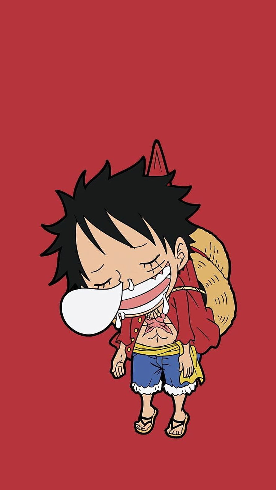 Luffy Sleeping Cartoon Illustration from One Piece Anime HD phone wallpaper
