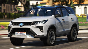 White Toyota Fortuner SUV Driving on a Suburban Street in GTA V HD wallpaper