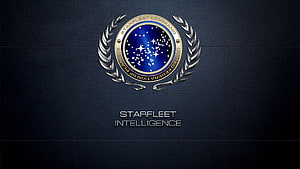 Star Trek Starfleet Intelligence Emblem on Dark Metallic Background HD wallpaper