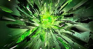 Vibrant Green Glass Shatter Explosion Abstract Digital Art HD wallpaper