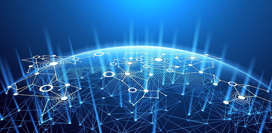 Glowing Digital Globe With Network Nodes And Blockchain Connectivity HD wallpaper