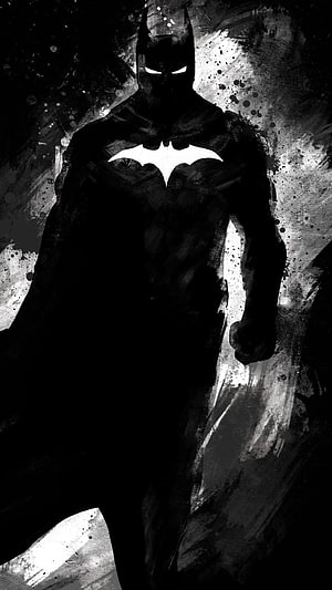 Batman Black and White Digital Art with Expressive Brushstrokes and Ink Splatter, Batman Digital Art Black & White Mobile . Dc comics , Batman poster, Batman , Batman Cool HD phone wallpaper