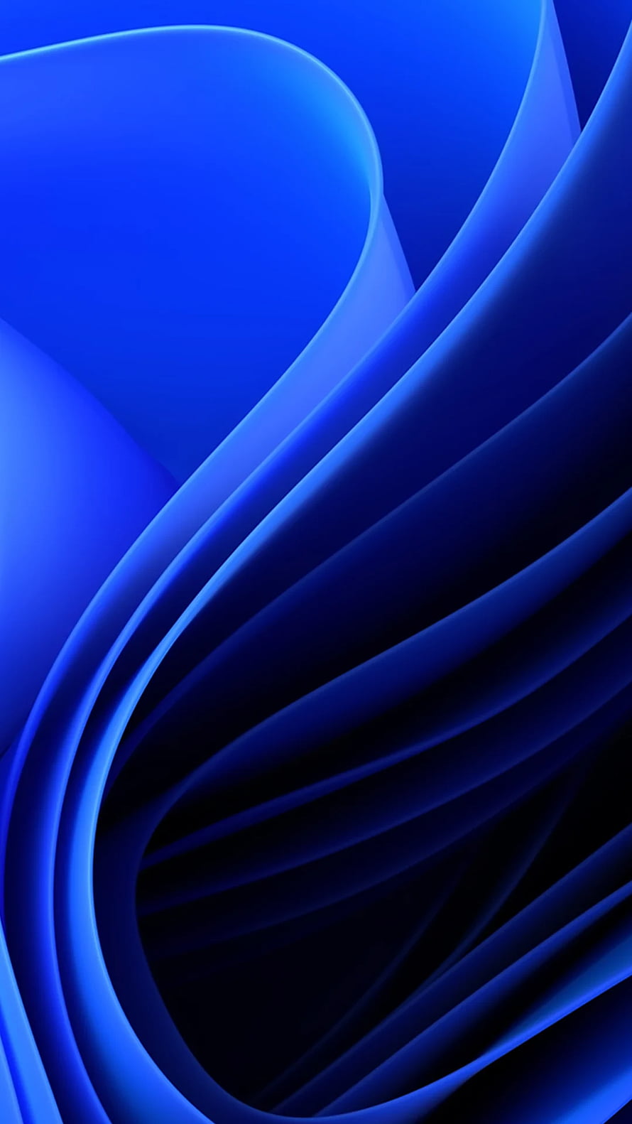 Windows 11 Dark Bloom Abstract Blue Curved Ribbons Minimalist Desktop Background HD phone wallpaper