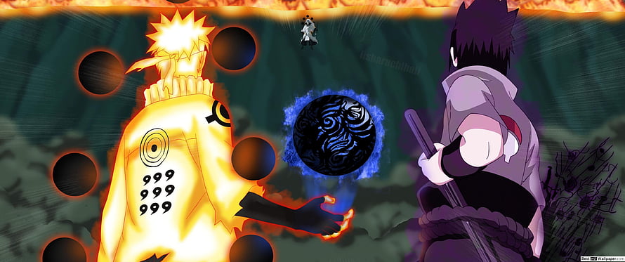 Naruto and Sasuke Epic Battle Scene with Rasenshuriken and Sage Mode HD wallpaper