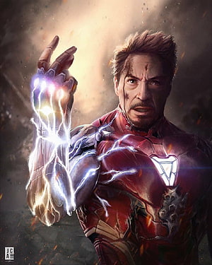 Iron Man Channeling Arc Reactor Energy in Dramatic Cinematic Digital Art, Iron Man Snap, Iron Man Endgame HD phone wallpaper