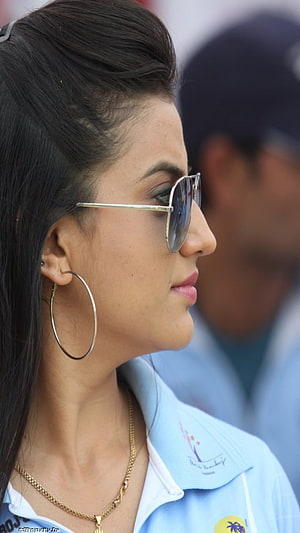Akshara Singh Profile Portrait Wearing Aviator Sunglasses and Gold Hoop Earrings HD phone wallpaper