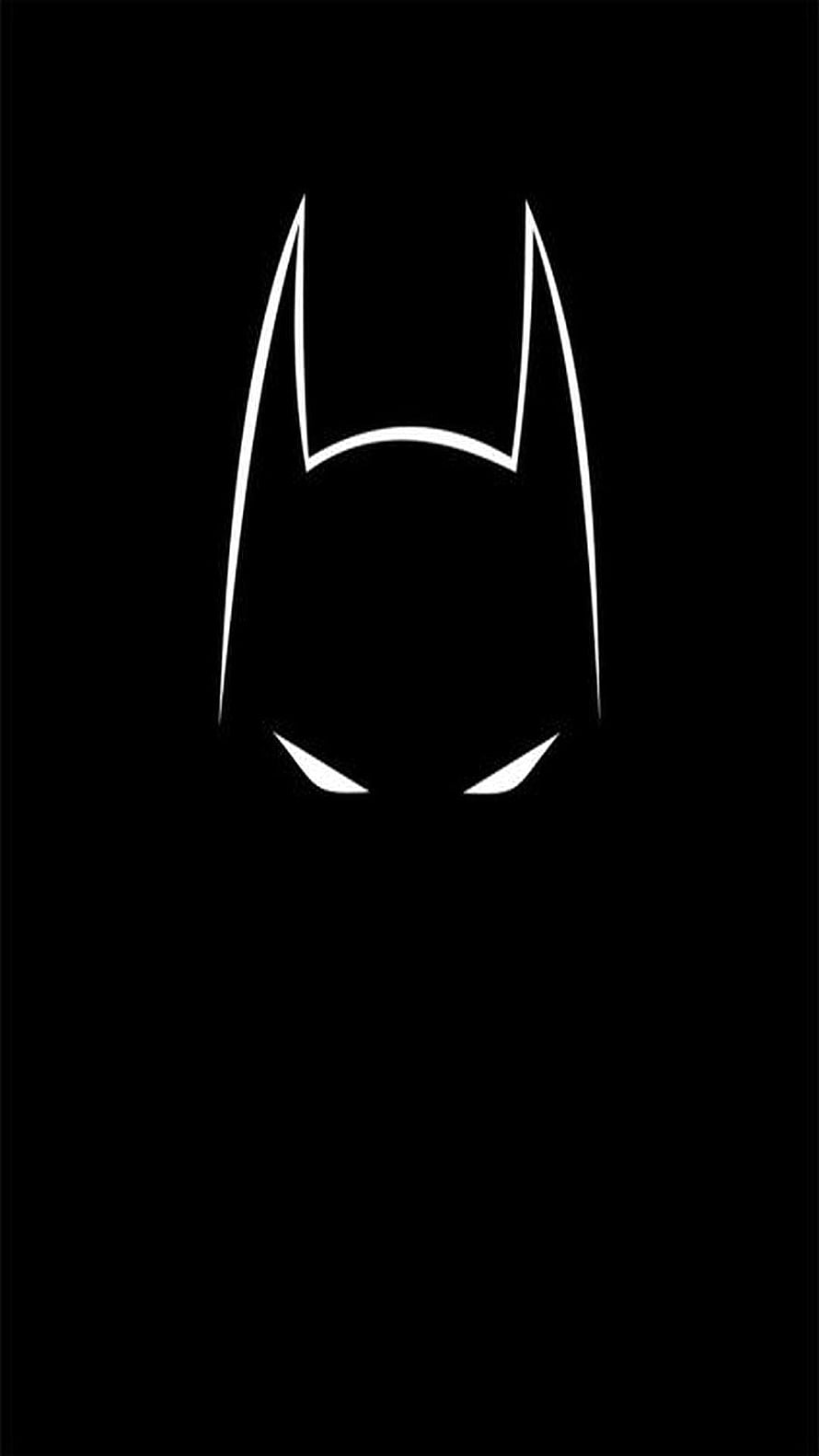 Minimalist Batman Cowl Silhouette with Glowing Eyes on Black Background, Amoled Black Batman, Batman Logo Black HD phone wallpaper