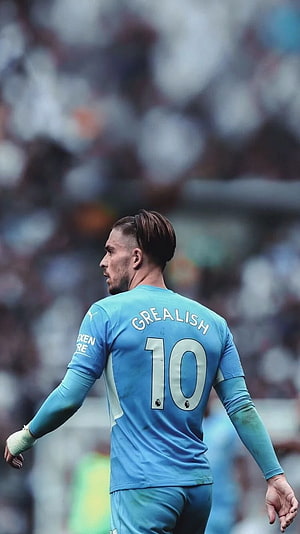 Jack Grealish in Manchester City Sky Blue Kit Number 10 on the Pitch HD phone wallpaper