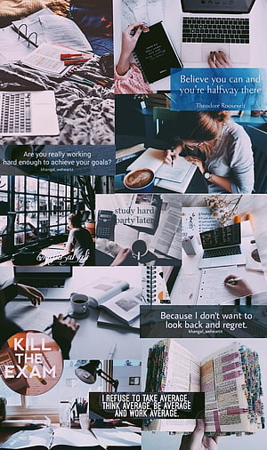 Study Motivation Collage Featuring Inspirational Quotes and Academic Workspaces HD phone wallpaper
