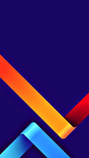 Vibrant Geometric Abstract Wallpaper With Neon Orange And Blue Diagonal Ribbons On Deep Indigo Background HD phone wallpaper