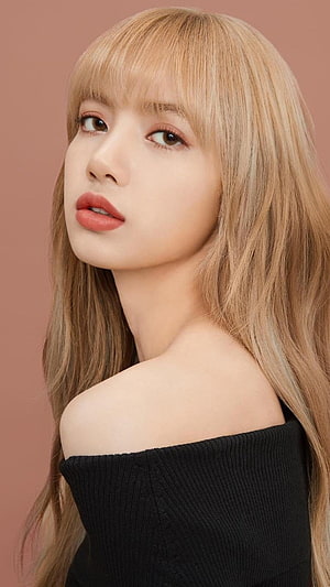 Lalisa Manobal Portrait in Black Off-Shoulder Top with Blonde Hair HD phone wallpaper