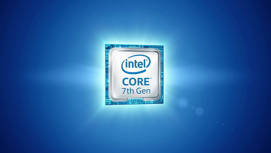 Intel Core 7th Gen Processor Chip on Blue Background HD wallpaper
