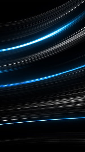 Abstract Curved Light Trails in Dark Blue and Black Minimalist Design HD phone wallpaper