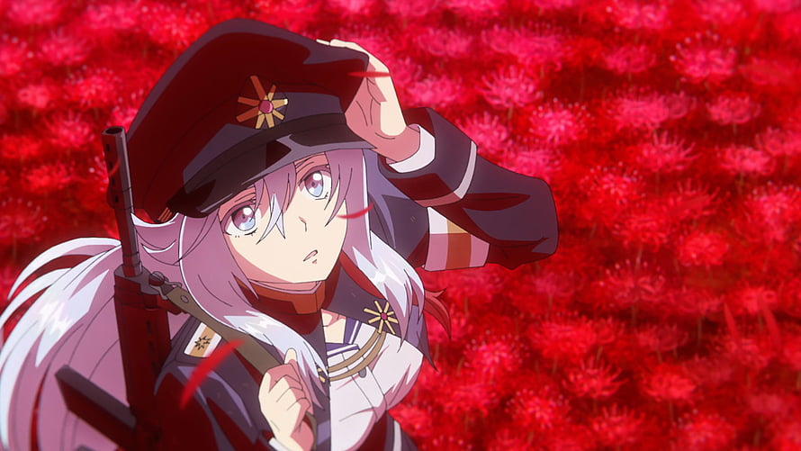Shinonome in Military Uniform Amidst Red Spider Lilies from 86 Eighty-Six Anime HD wallpaper