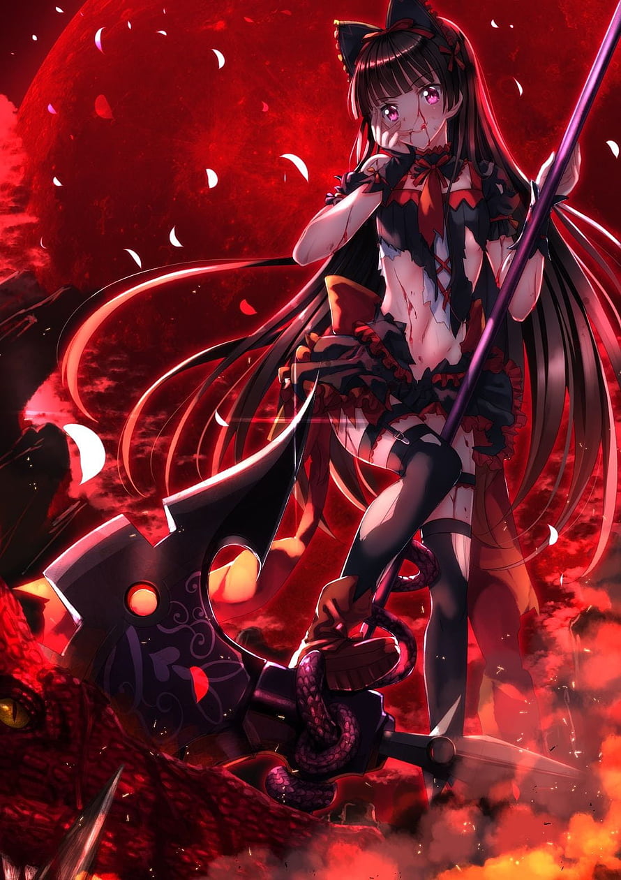 Rory Mercury from Gate JSDF in Dark Fantasy Armor with Giant Axe HD phone wallpaper