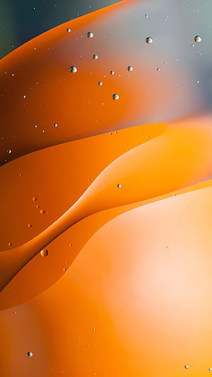 Abstract Orange Gradient Waves with Water Droplets and Glossy Texture HD phone wallpaper