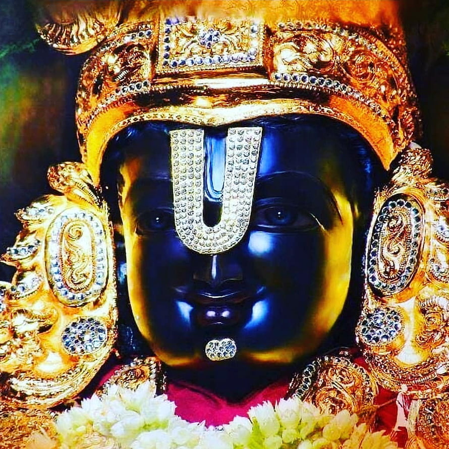 Lord Venkateswara Temple Idol with Golden Crown and Diamond Urdhva Pundra HD phone wallpaper