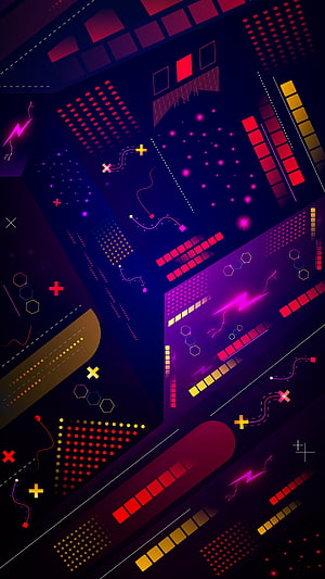 Retro Gaming Vector Art with Neon Geometric Shapes and Cyberpunk Aesthetic HD phone wallpaper