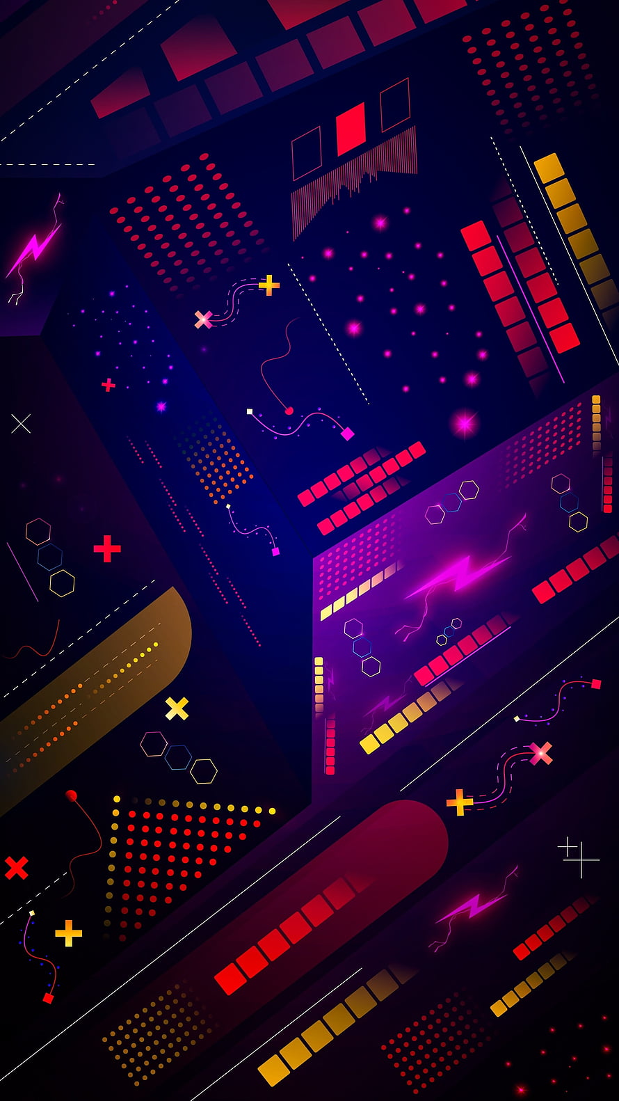 Retro Gaming Vector Art with Neon Geometric Shapes and Cyberpunk Aesthetic HD phone wallpaper