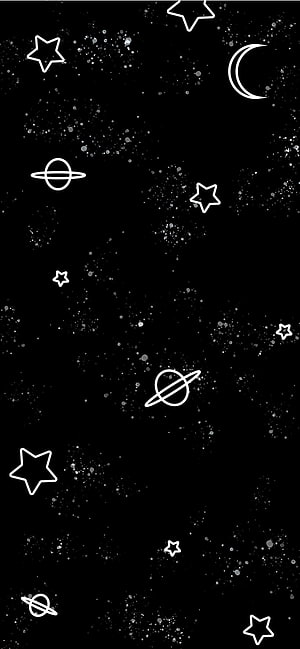 Minimalist Black Space Wallpaper with White Stars, Planets, and Crescent Moon HD phone wallpaper