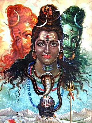 Lord Shiva Bholenath with Shakti and Shiva Lingam in Vibrant Mythological Art HD phone wallpaper