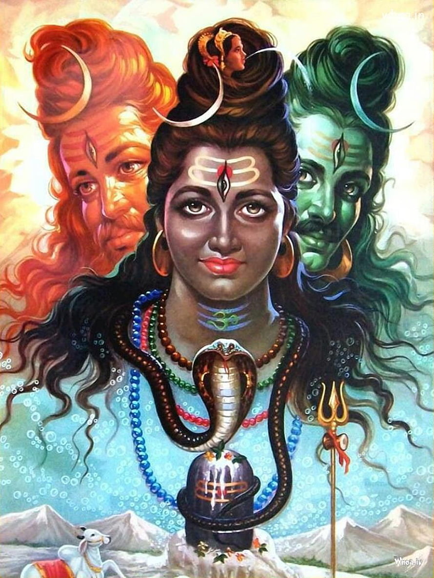 Lord Shiva Bholenath with Shakti and Shiva Lingam in Vibrant Mythological Art HD phone wallpaper