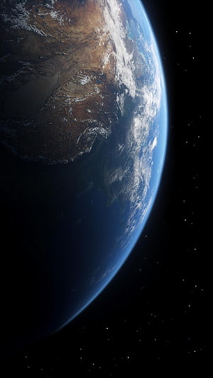 Earth From Space: Planet Horizon, Atmosphere Glow, and Starry Deep Space HD phone wallpaper