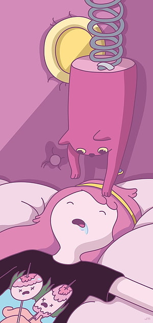 Princess Bubblegum and Jake the Dog in a Dreamy Adventure Time Scene HD phone wallpaper