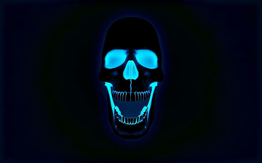 Glowing Blue Human Skull with Neon Eyes on Dark Background, Smart Watch, Smartwatch HD wallpaper