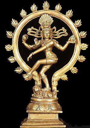 Brass Nataraja Shiva Statue in Cosmic Dance Pose with Flame Ring HD phone wallpaper
