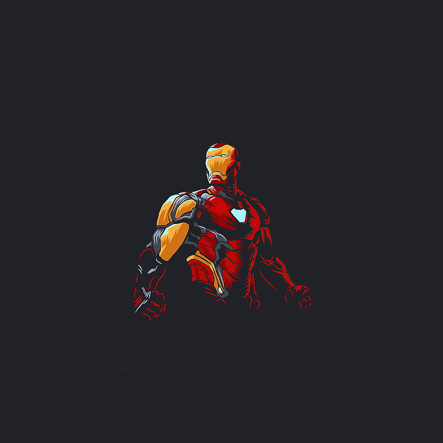 Iron Man Mark 85 Armor Concept Art in Red and Gold on Dark Background HD phone wallpaper