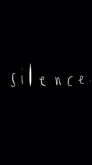 Minimalist Handwritten Silence Text on Black Background HD phone wallpaper