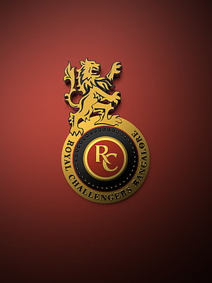 Royal Challengers Bangalore Crest With Golden Lion Emblem On Deep Red Background HD phone wallpaper