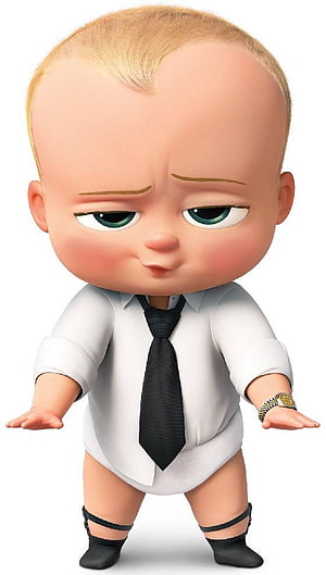 Boss Baby 3D Character in White Shirt and Black Tie with Gold Watch HD phone wallpaper