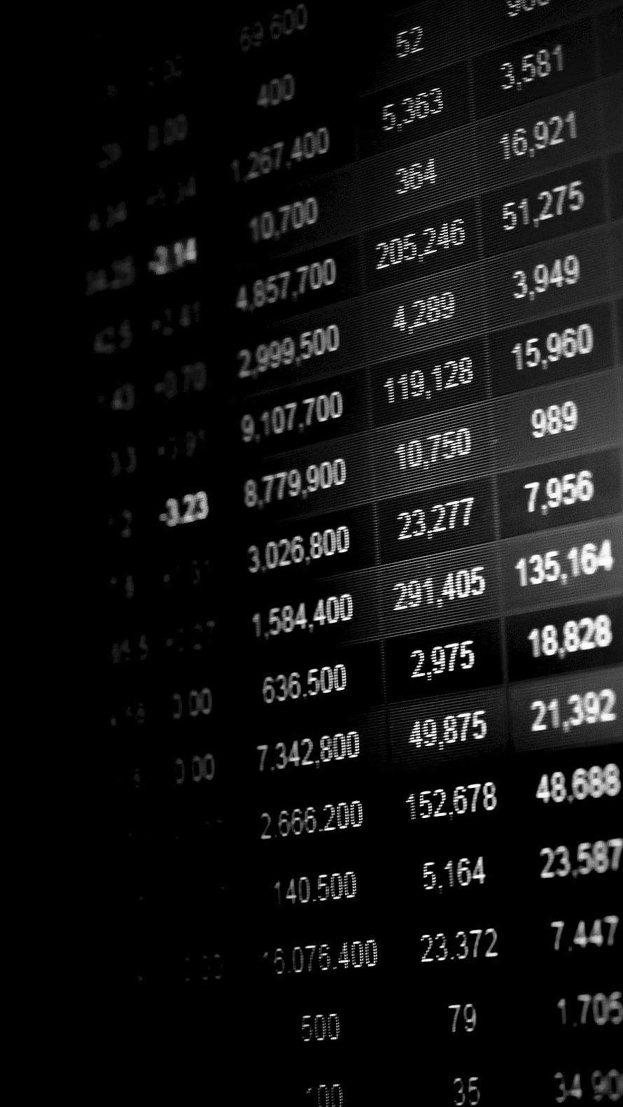 Dark Stock Market Data Display with Financial Trading Numbers HD phone wallpaper
