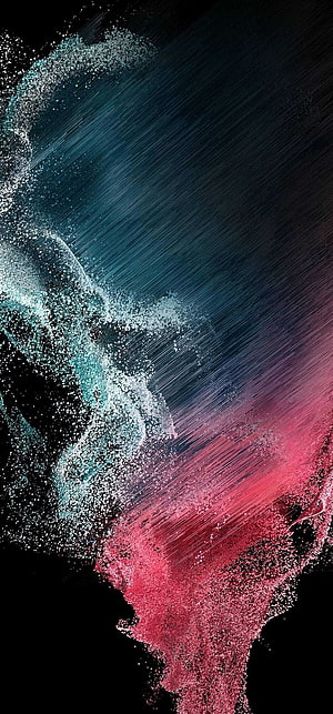 Abstract Digital Art with Cyan and Magenta Particle Swirls on Black Background HD phone wallpaper