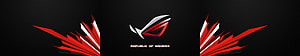 ASUS ROG Republic of Gamers Logo with Red and White Geometric Accents on Black Background HD wallpaper