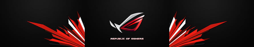 ASUS ROG Republic of Gamers Logo with Red and White Geometric Accents on Black Background HD wallpaper