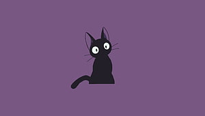 Jiji the Black Cat from Kiki's Delivery Service Minimalist Studio Ghibli Illustration HD wallpaper