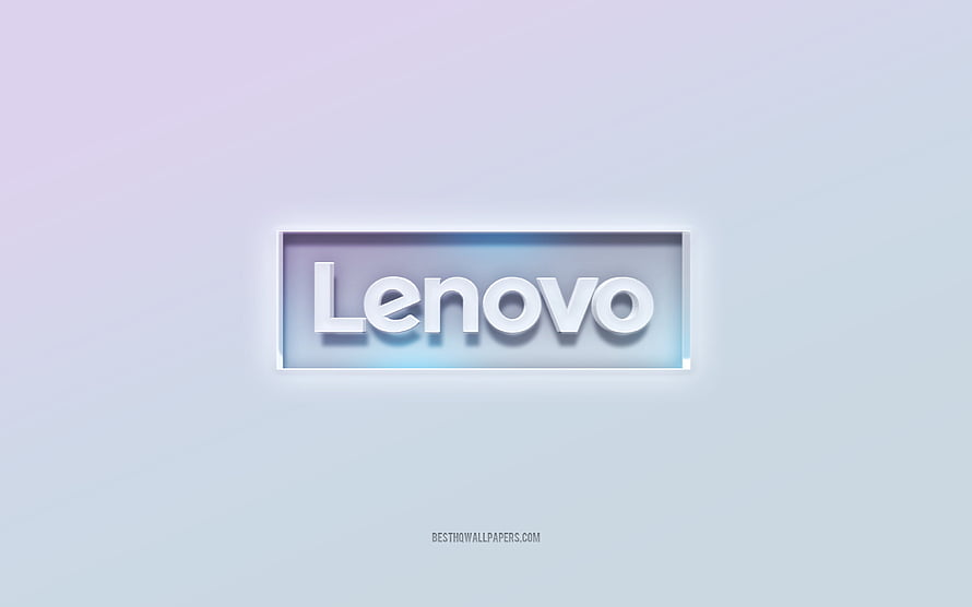 Lenovo 3D Embossed Logo on Soft Lavender Gradient Background HD wallpaper