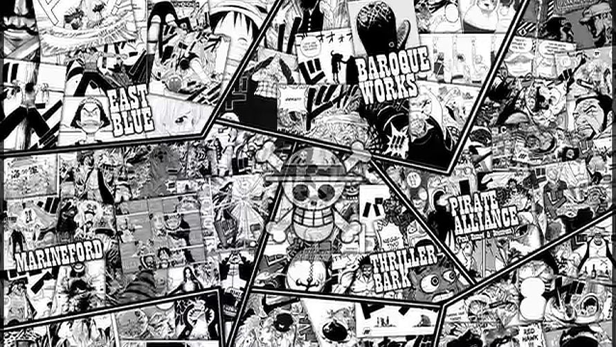 One Piece Manga Map Featuring Marineford, Thriller Bark, and Baroque Works Locations HD wallpaper