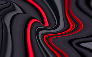 Sleek Black and Red Liquid Waves Abstract 3D Background HD wallpaper