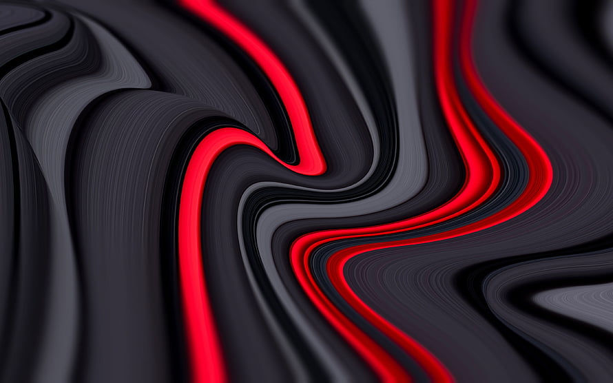 Sleek Black and Red Liquid Waves Abstract 3D Background HD wallpaper