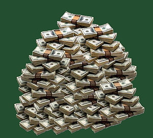 Stacks of US Dollar Bills Piled High on a Dark Green Background HD wallpaper