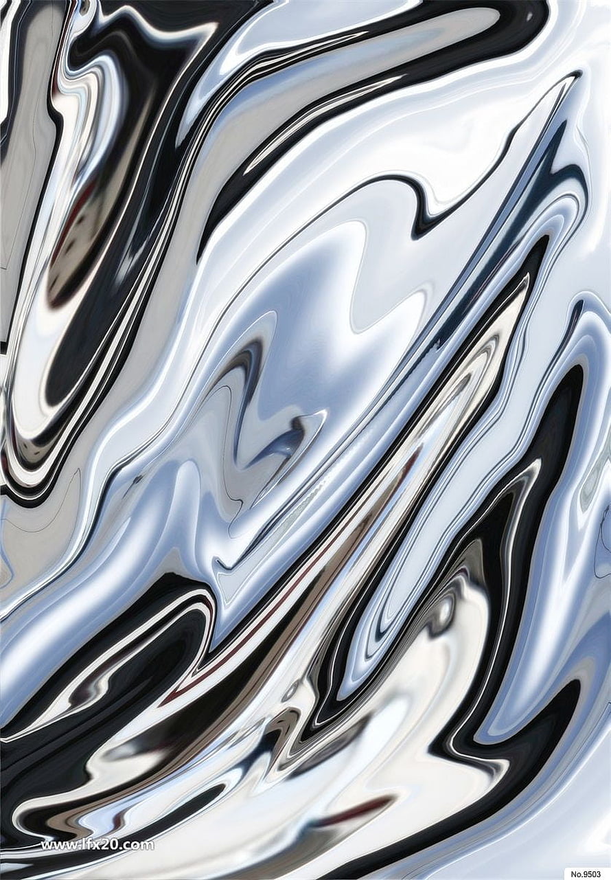 Abstract Liquid Chrome Flow with Monochrome Silver and Black Metallic Waves HD phone wallpaper