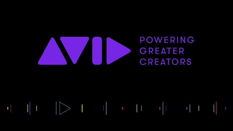 Avid Media Composer Branding with Purple Logo and Tagline on Black Background HD wallpaper