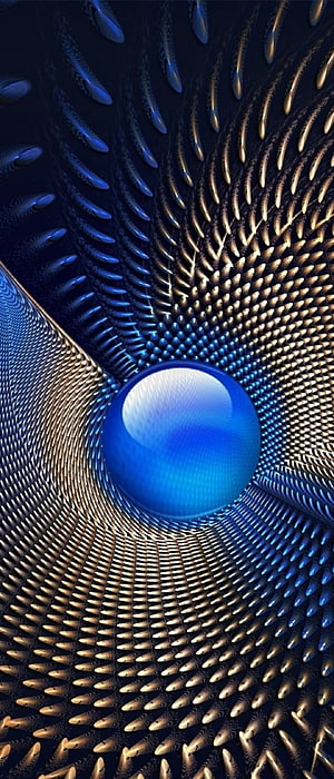 Motorola Edge S abstract blue sphere and metallic grid tunnel wallpaper HD phone wallpaper