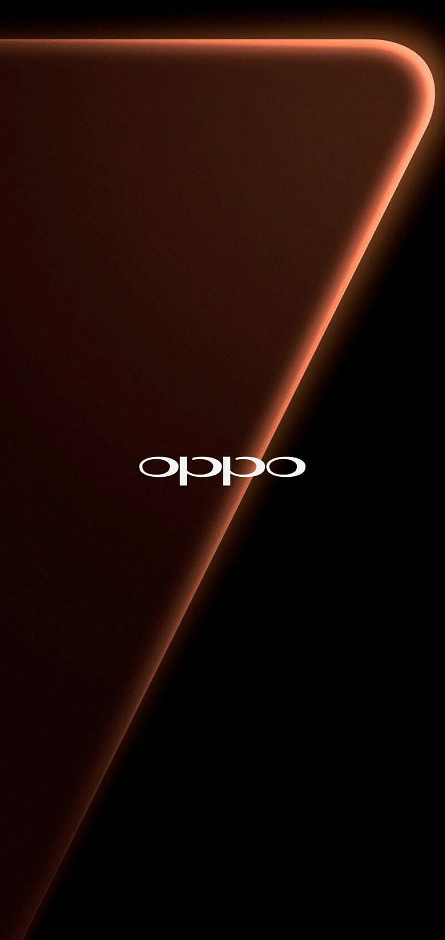 Oppo F7 Minimalist Dark Wallpaper with Glowing Orange Edge and White Logo HD phone wallpaper