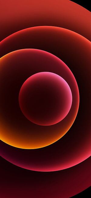 Abstract Concentric Circles in Deep Red and Orange Gradient on Dark Background HD phone wallpaper